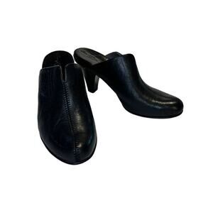 Born Womens Crown Pinto Pointed Toe Black Leather Mules Size 7 / 38 Slip On